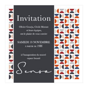 Carton invitation soirée inauguration Senso - Créé par WHEE!